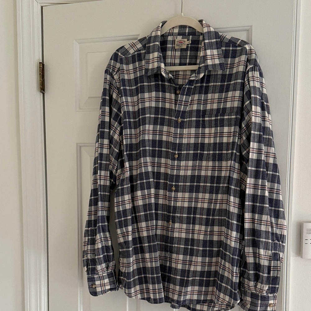 FAHERTY Classic Blue and White Plaid Men's Shirt